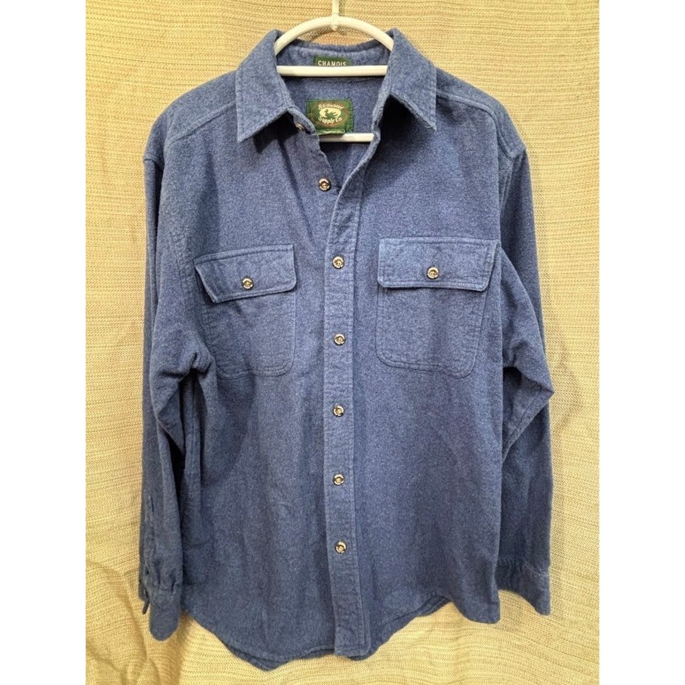 Stillwater Supply Co Mens Blue Cotton Chamois Shirt Heavyweight Workwear Large